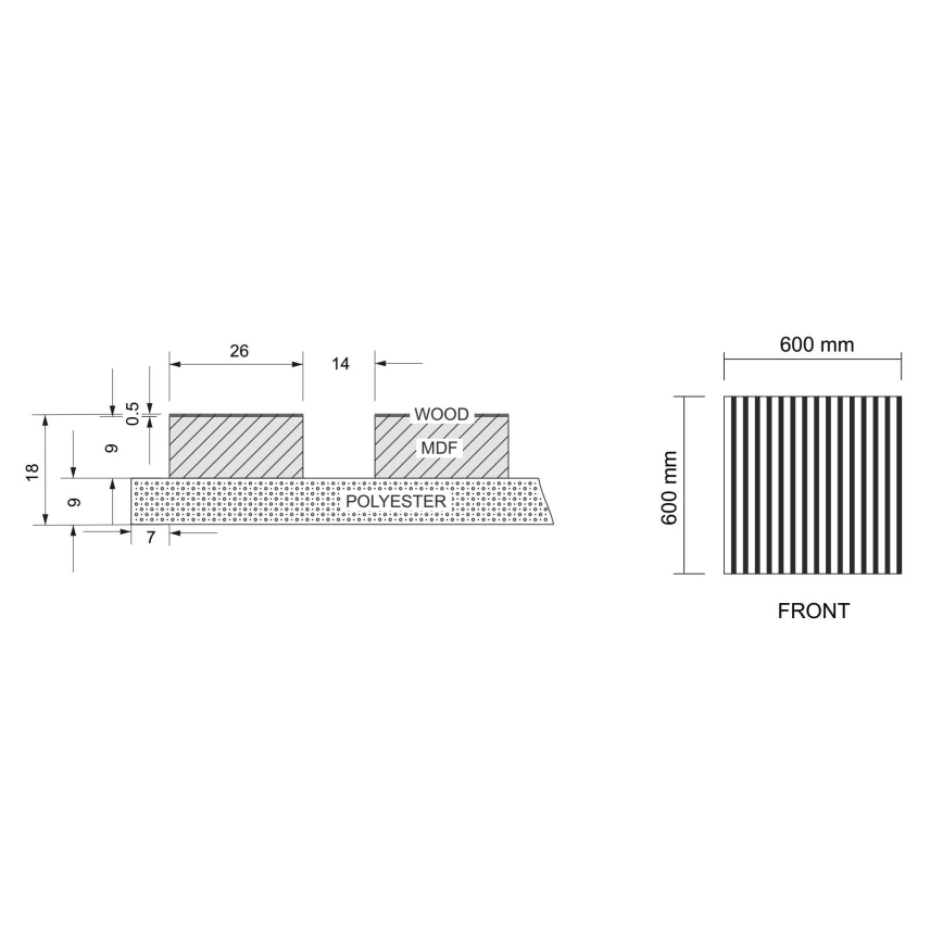 Set de 4 panouri acustice de placare DANVIKEN, 60 x 60 cm, stejar