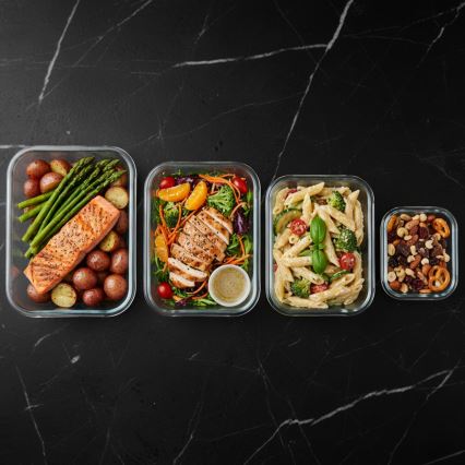 Set de 4 recipiente pentru depozitare a alimentelor, transparente/mentă