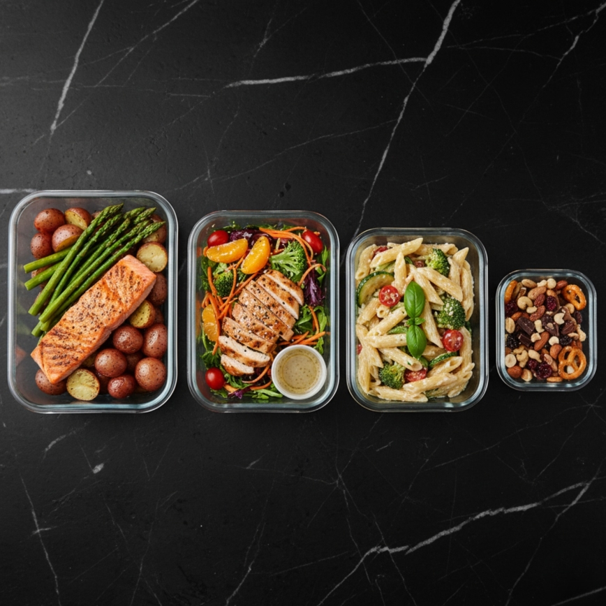 Set de 4 recipiente pentru depozitare a alimentelor, transparente/mentă