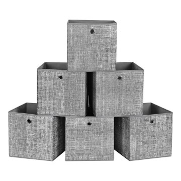 Set de 6 cutii de depozitare CURAN, 30 x 30 x 30 cm, gri
