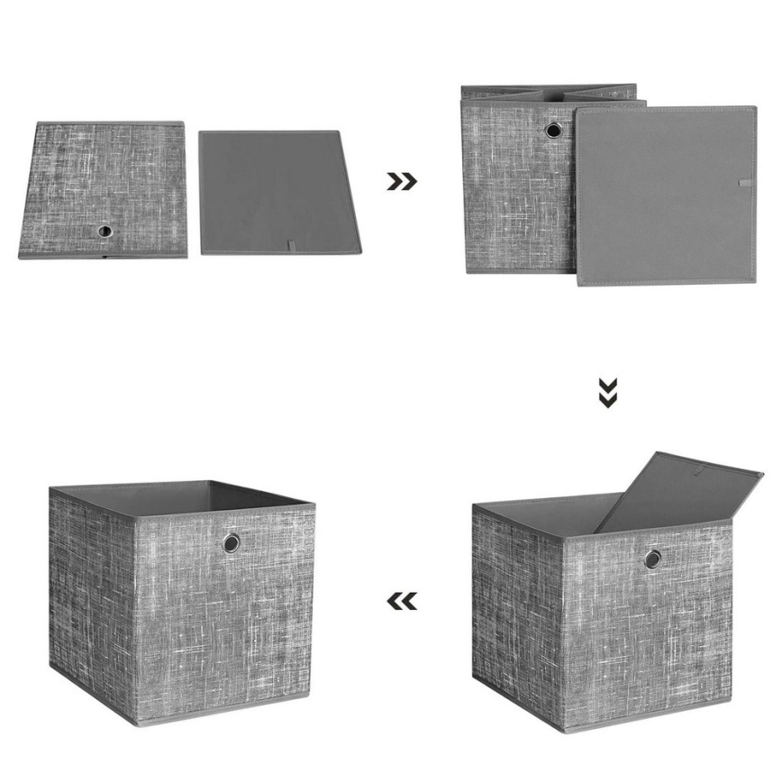 Set de 6 cutii de depozitare CURAN, 30 x 30 x 30 cm, gri