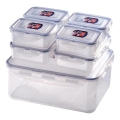 Set de 7 recipiente pentru alimente LOCK, albastru/transparent