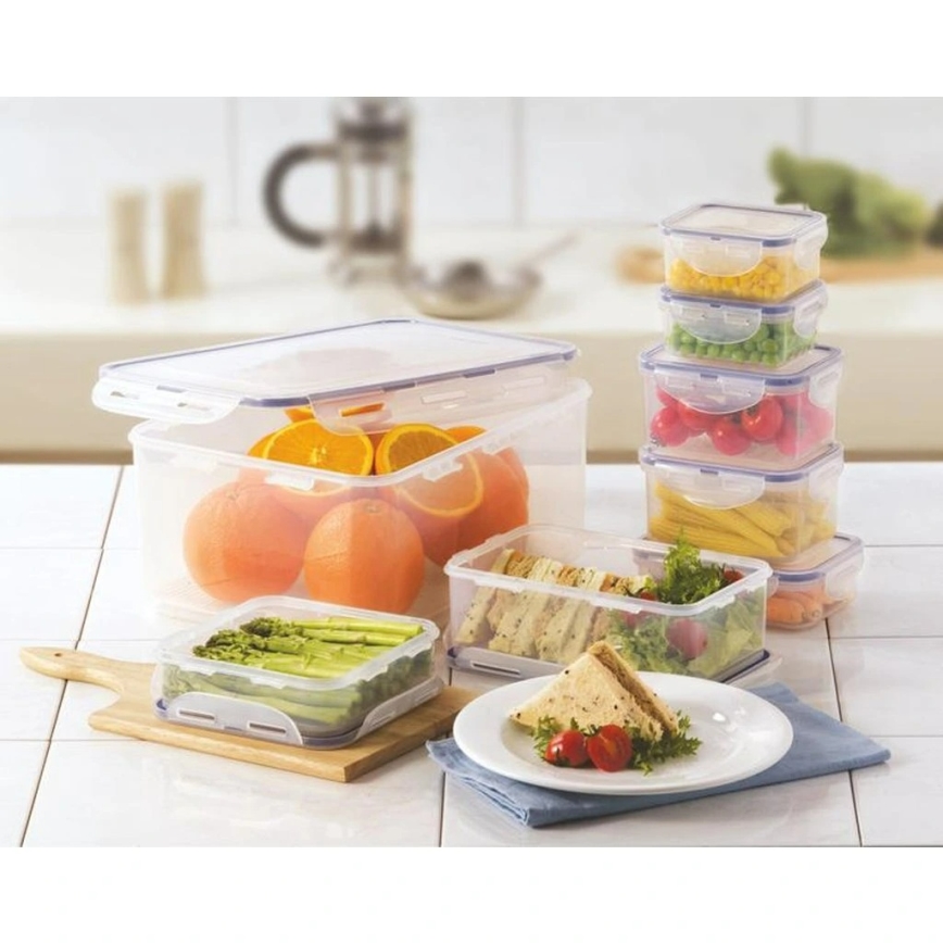 Set de 7 recipiente pentru alimente LOCK, albastru/transparent