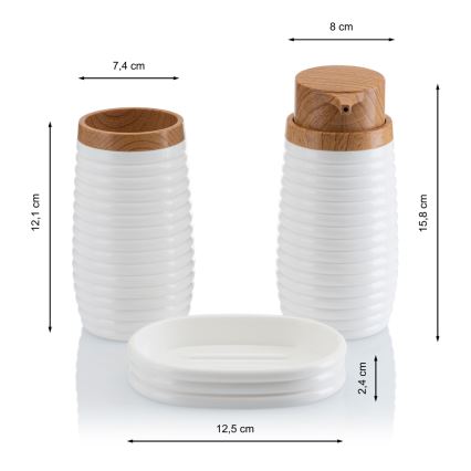 Set de baie CAROL 5 buc. alb/maro