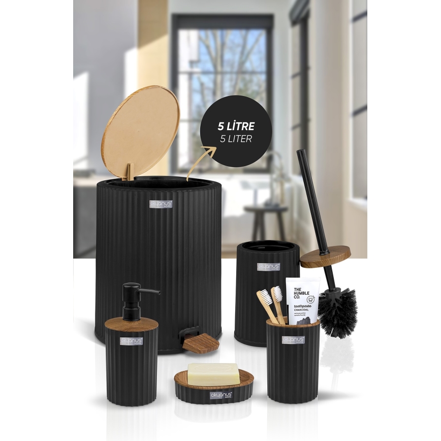 Set de baie COLI 5 buc. negru/maro