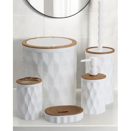 Set de baie REINA 5 buc. alb/maro