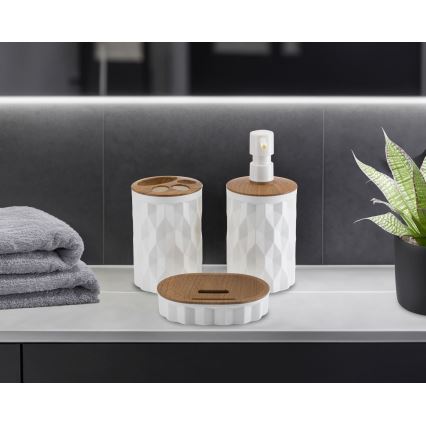 Set de baie REINA 5 buc. alb/maro