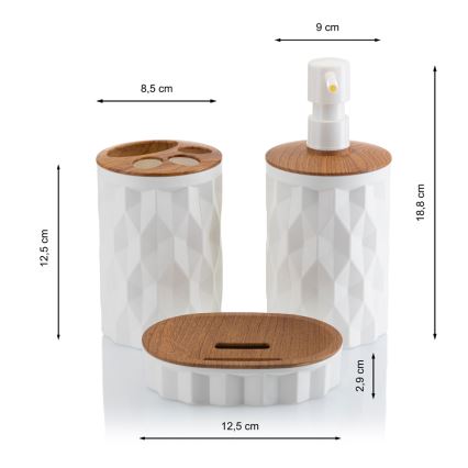 Set de baie REINA 5 buc. alb/maro