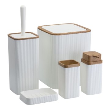Set de baie ZOYA 5 buc. alb/maro
