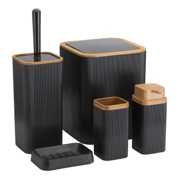 Set de baie ZOYA 5 buc. negru/maro