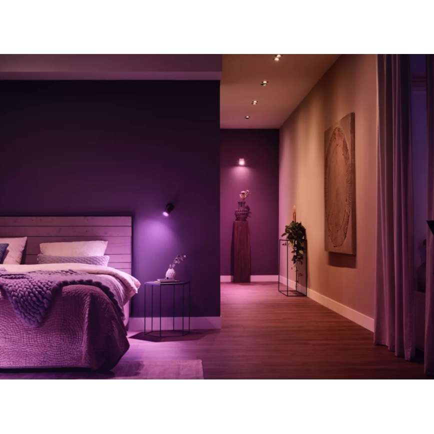 Set de bază Philips Hue WHITE AND COLOR AMBIANCE 3xGU10/4,2W 2000-6500K + Hue Bridge și întrerupător dimmer