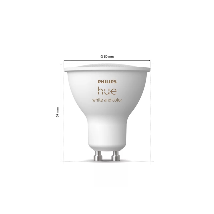 Set de bază Philips Hue WHITE AND COLOR AMBIANCE 3xGU10/4,2W 2000-6500K + Hue Bridge și întrerupător dimmer