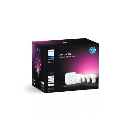 Kit de pornire Philips Hue WHITE AND COLOR AMBIANCE 3xGU10/4,2W/230V 2000-6500K + Hue Bridge și comutator dimmer