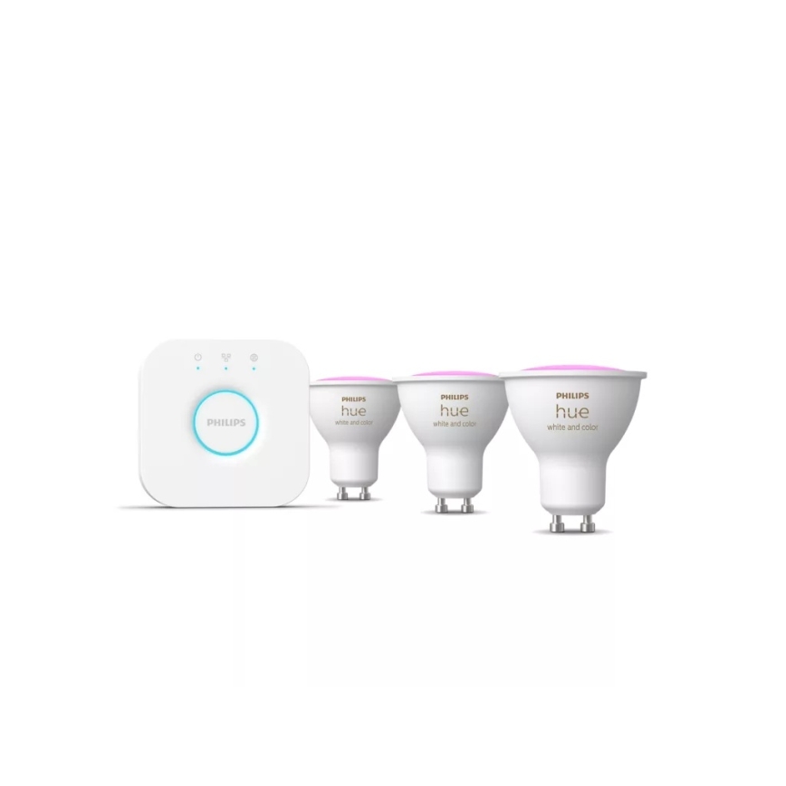 Kit de pornire Philips Hue WHITE AND COLOR AMBIANCE 3xGU10/4,2W/230V 2200-6500K + Hue bridge