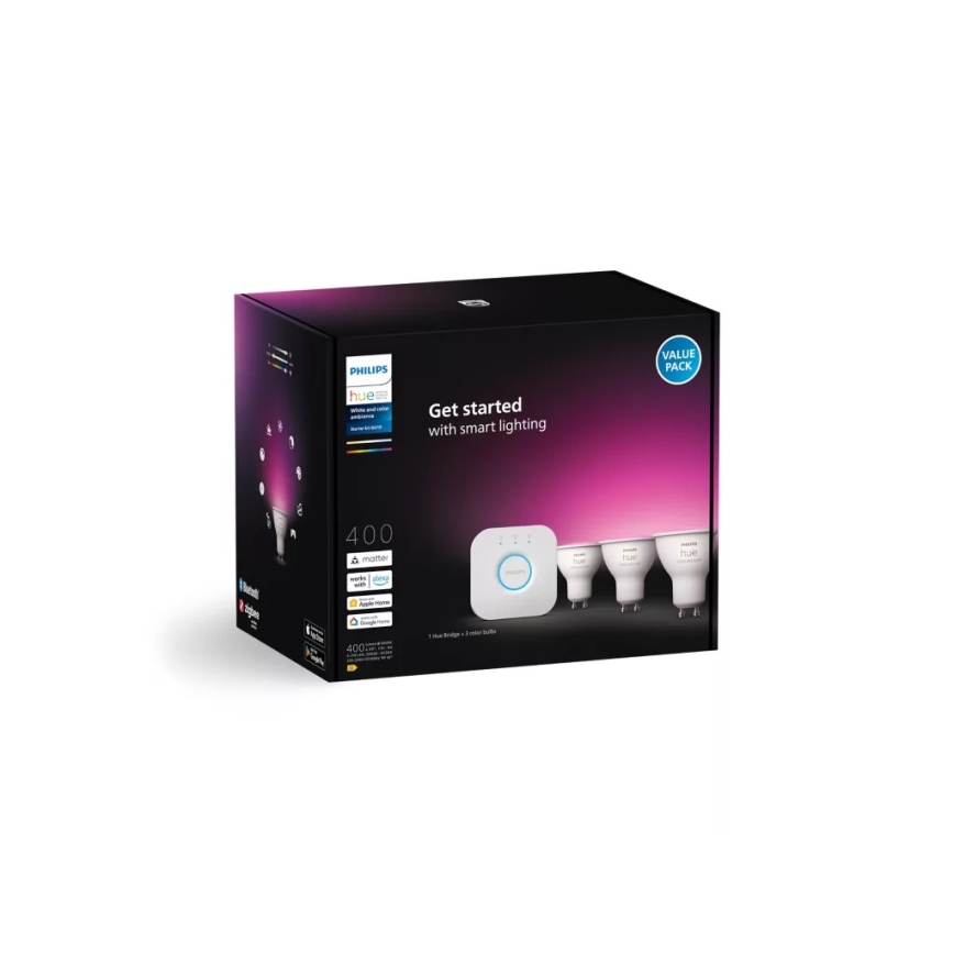 Kit de pornire Philips Hue WHITE AND COLOR AMBIANCE 3xGU10/4,2W/230V 2200-6500K + Hue bridge