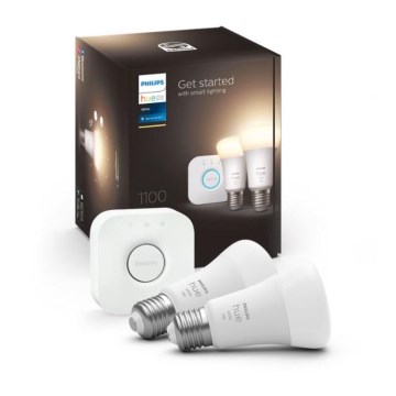 Set de bază Philips Hue WHITE 2xE27/9,5W 2700K + Hue Bridge