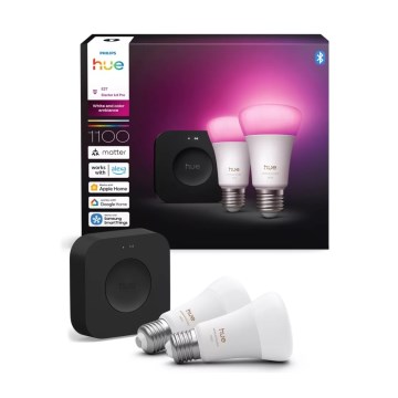 Set de bază Philips Hue WHITE AND COLOR AMBIANCE 2xE27/8,1W 1000-20000K + Hue bridge