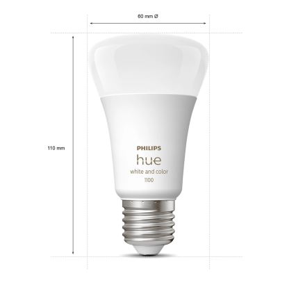 Kit de pornire Philips Hue WHITE AND COLOR AMBIANCE 2xE27/9W/230V 2200-6500K + priză inteligentă, Hue Bridge și Dimmer Switch