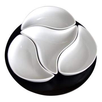 Set de boluri cu tavă TORO 4 buc ceramică/lemn