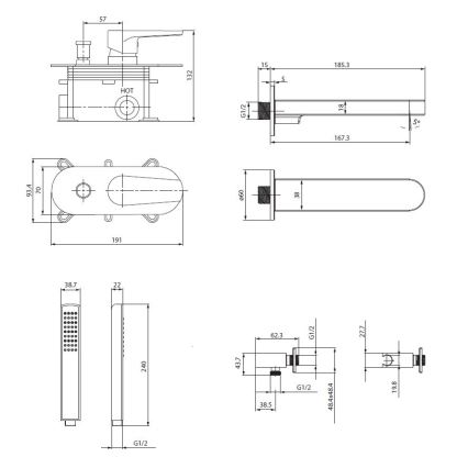 Set de cadă cu baterie ascunsă Cersanit S952-040 MODUO crom lucios