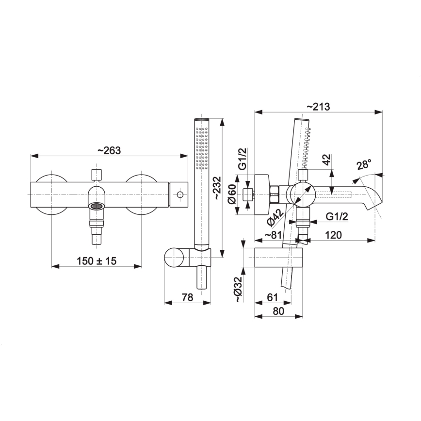Set de cadă cu baterie KFA Armatura 5034-520-81 MOZA negru mat