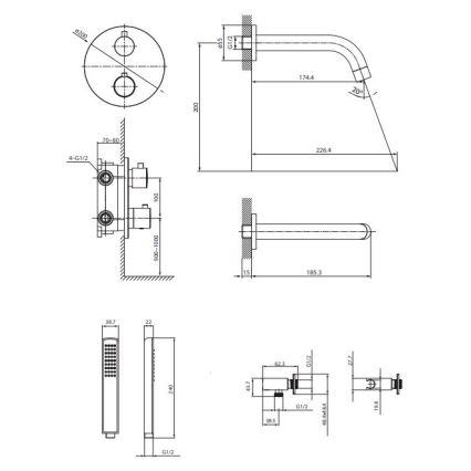 Set de cadă cu baterie termostatică ascunsă Cersanit S952-041 ZEN negru