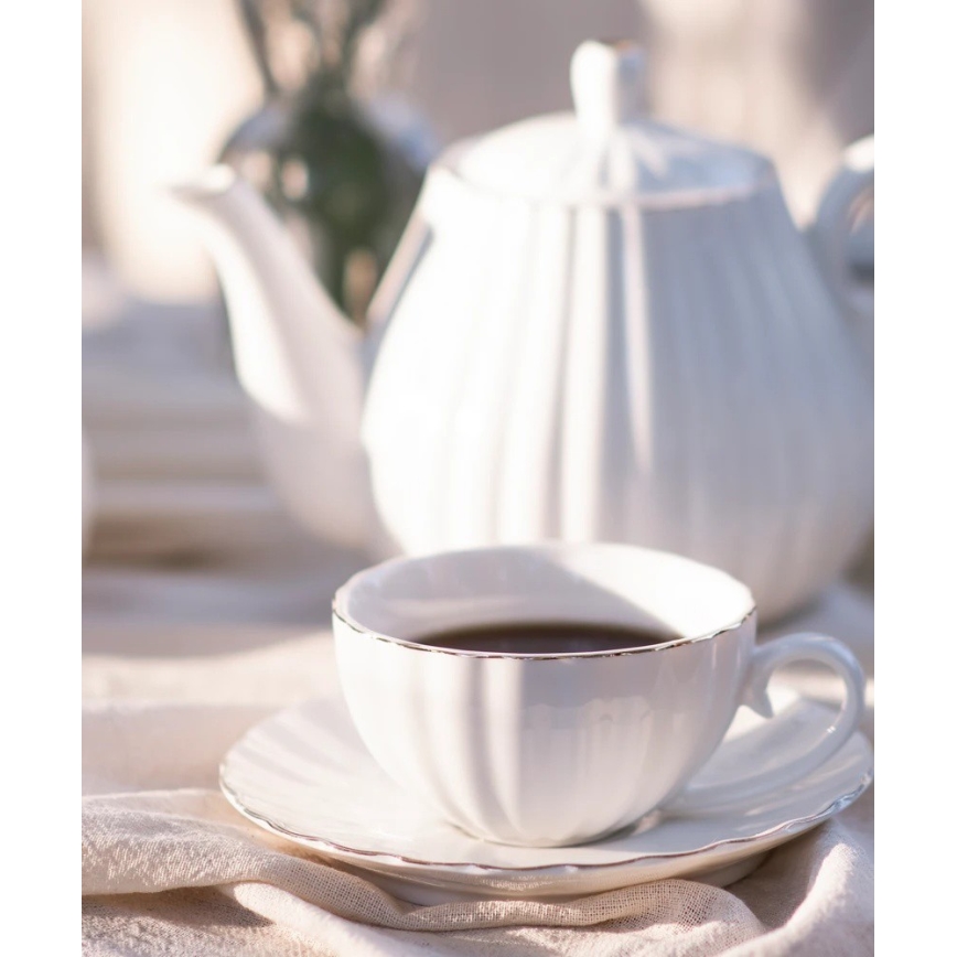 Set de cafea din porțelan, 15 piese, alb