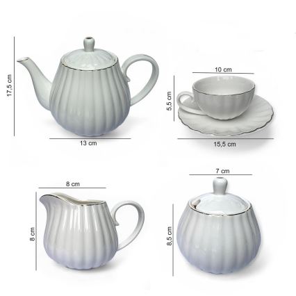 Set de cafea din porțelan, 15 piese, alb
