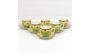 Set de cafea verde-galben 6x ceașcă ceramică cu farfurioară