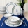 Set de cină, 18 piese, din ceramică — alb/albastru/verde