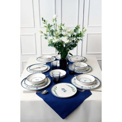 Set de cină, 18 piese, din ceramică — alb/albastru/verde