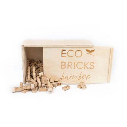Set de construcții din lemn ECO BRICKS, 145 piese