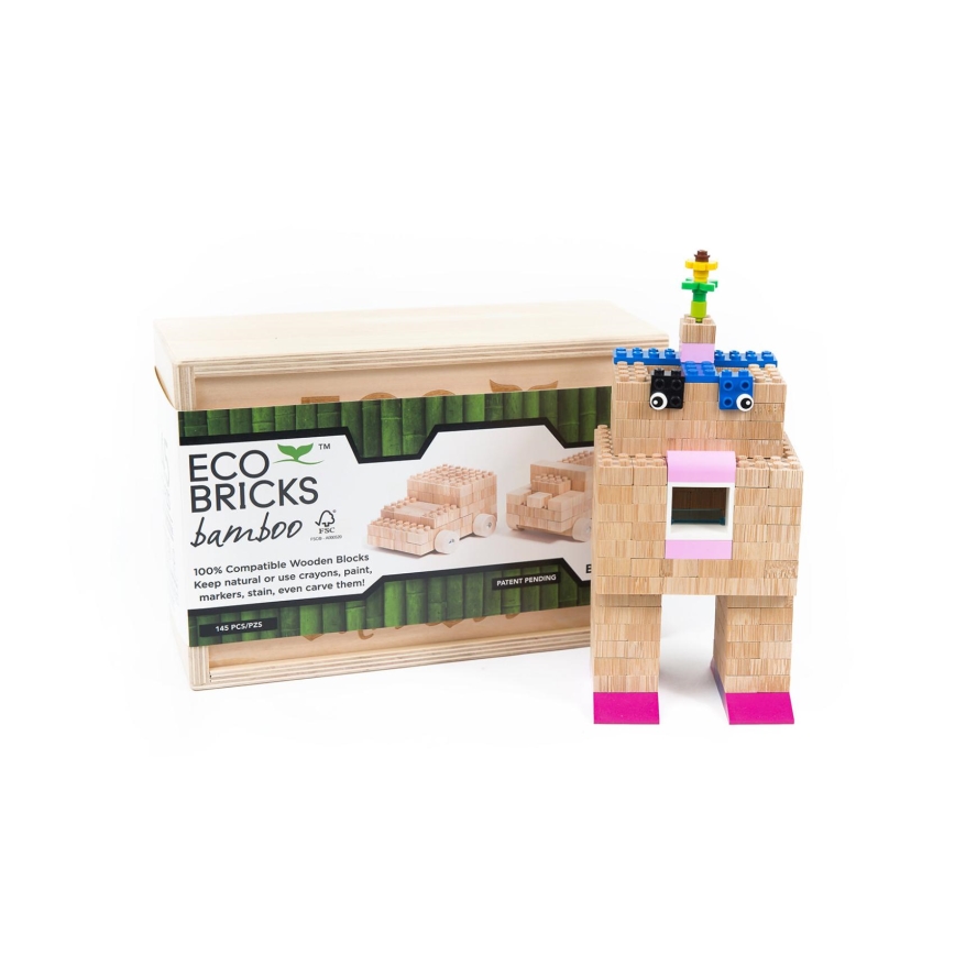Set de construcții din lemn ECO BRICKS, 145 piese