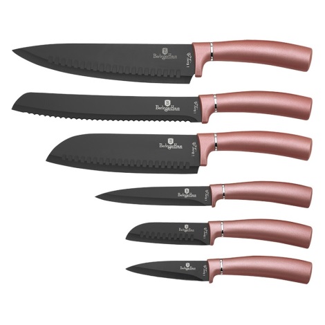 Set de cuțite din oțel inoxidabil 6 pcs roz-auriu/negru BerlingerHaus