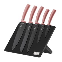 Set de cuțite din oțel inoxidabil cu suport magnetic 6 buc. oțel inoxidabil/roz-auriu BerlingerHaus