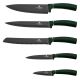 Set de cuțite din oțel inoxidabil cu suport magnetic 6 buc. verde/negru BerlingerHaus