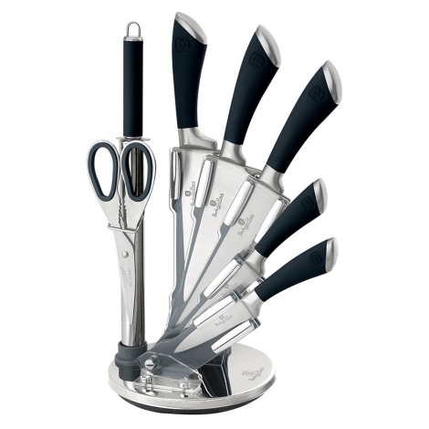 Set de cuțite din oțel inoxidabil în suport 8 buc. argintiu/negru BerlingerHaus