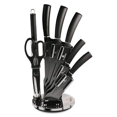 Set de cuțite din oțel inoxidabil în suport 8 buc. negru BerlingerHaus