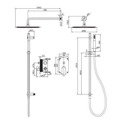 Set de duș cu baterie ascunsă Cersanit S952-008 CREA crom lucios