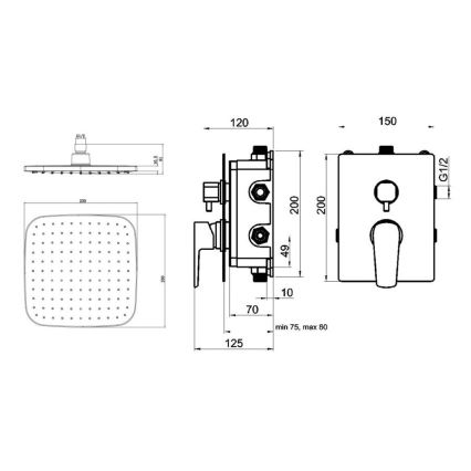 Set de duș cu baterie ascunsă Novaservis METALIA ECO crom lucios