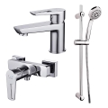 Set de duș cu baterie + baterie de lavoar Cersanit S952-004 MILLE crom lucios