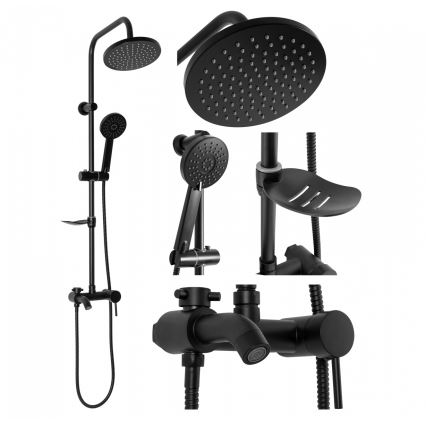 Set de duș cu baterie LUIS, negru mat - REA-P7005