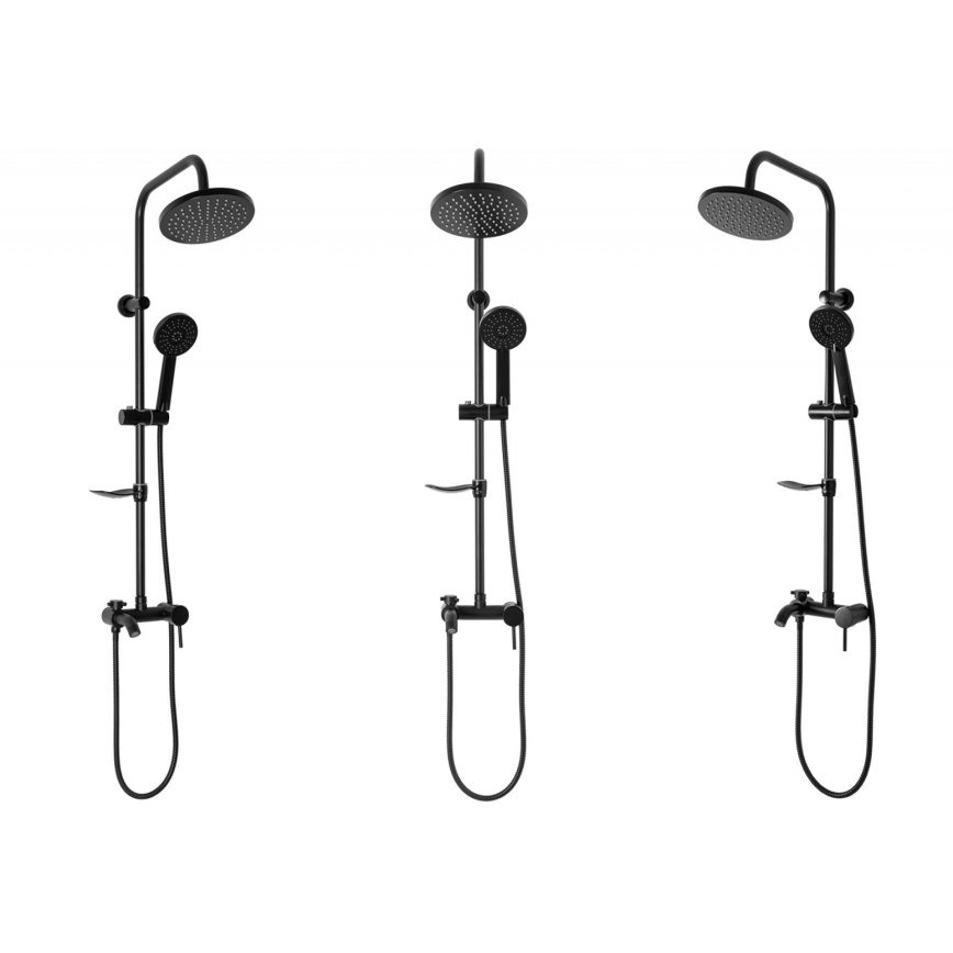 Set de duș cu baterie LUIS, negru mat - REA-P7005