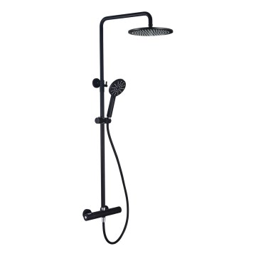 Set de duș DRAGOR cu baterie termostatică, negru mat