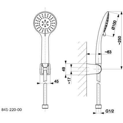Set de duș KFA Armatura 841-220-81 MOZA oțel inoxidabil/negru mat