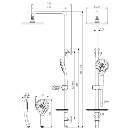 Set de duș MARTOFTE, negru