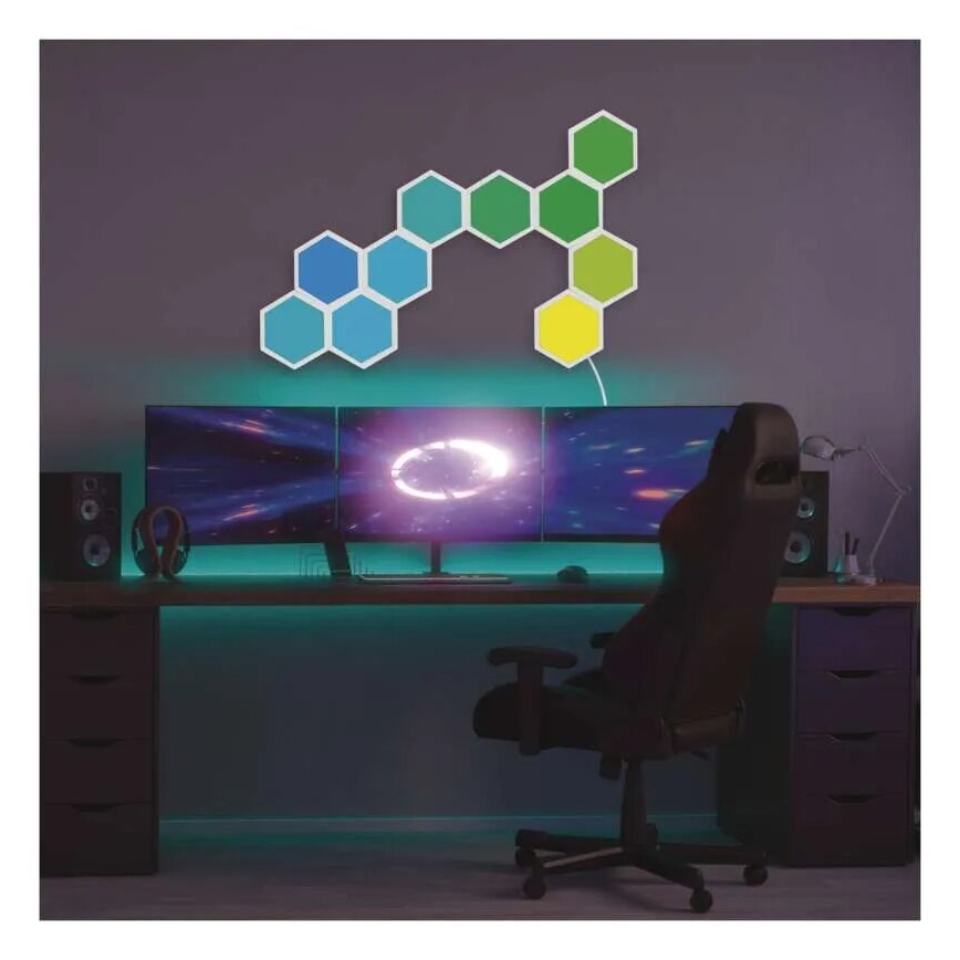 Set de 3 panouri LED RGBIC+CCT dimabile - extensie LED/1,8W/230V Wi-Fi Tuya