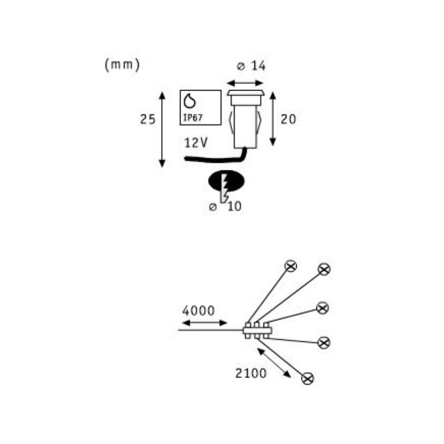 SET de extensie 5x corp de iluminat încastrat de exterior LED/0,16W IP67 MICRO 12V Paulmann 98892