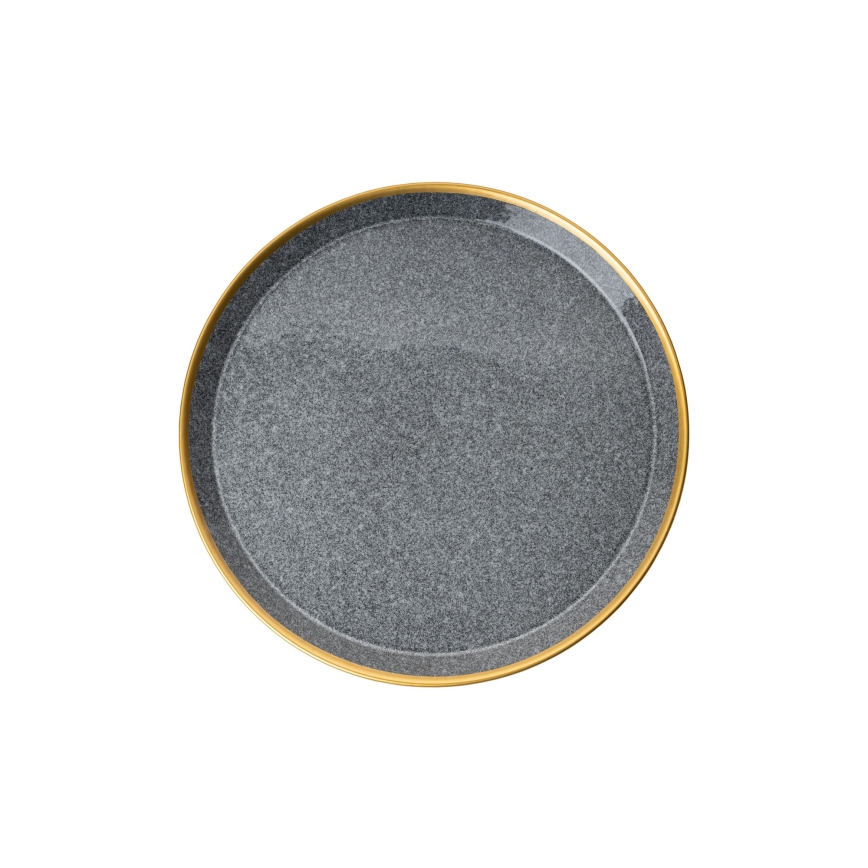 Set de masă 16 piese antracit/auriu/porțelan