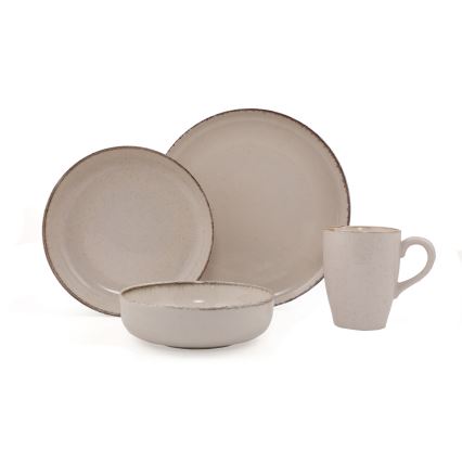 Set de masă 16 piese, bej, porțelan